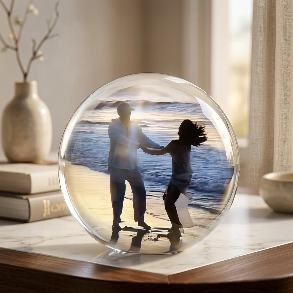 A memory orb displaying a moment on the beach